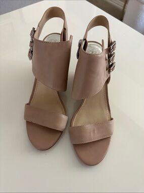 Vince Camuto Blush Leather Slingback Block Heels